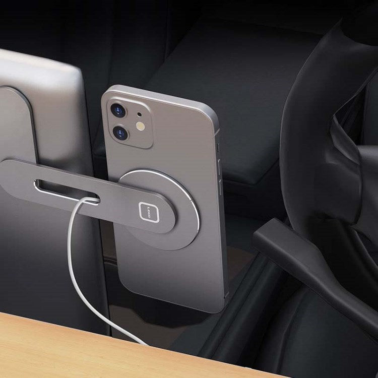 Magnetic Laptop Phone Holder for iPhone 14 Compatible with MagSafe 15W Wireless Charging Wireless Charging Monitor Stand - Silver Magnetic Laptop Phone Holder for iPhone 14 Compatible with MagSafe 15W Wireless Charging Wireless Charging Monitor Stand - Silver